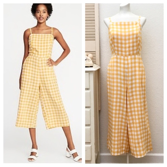 yellow gingham jumpsuit